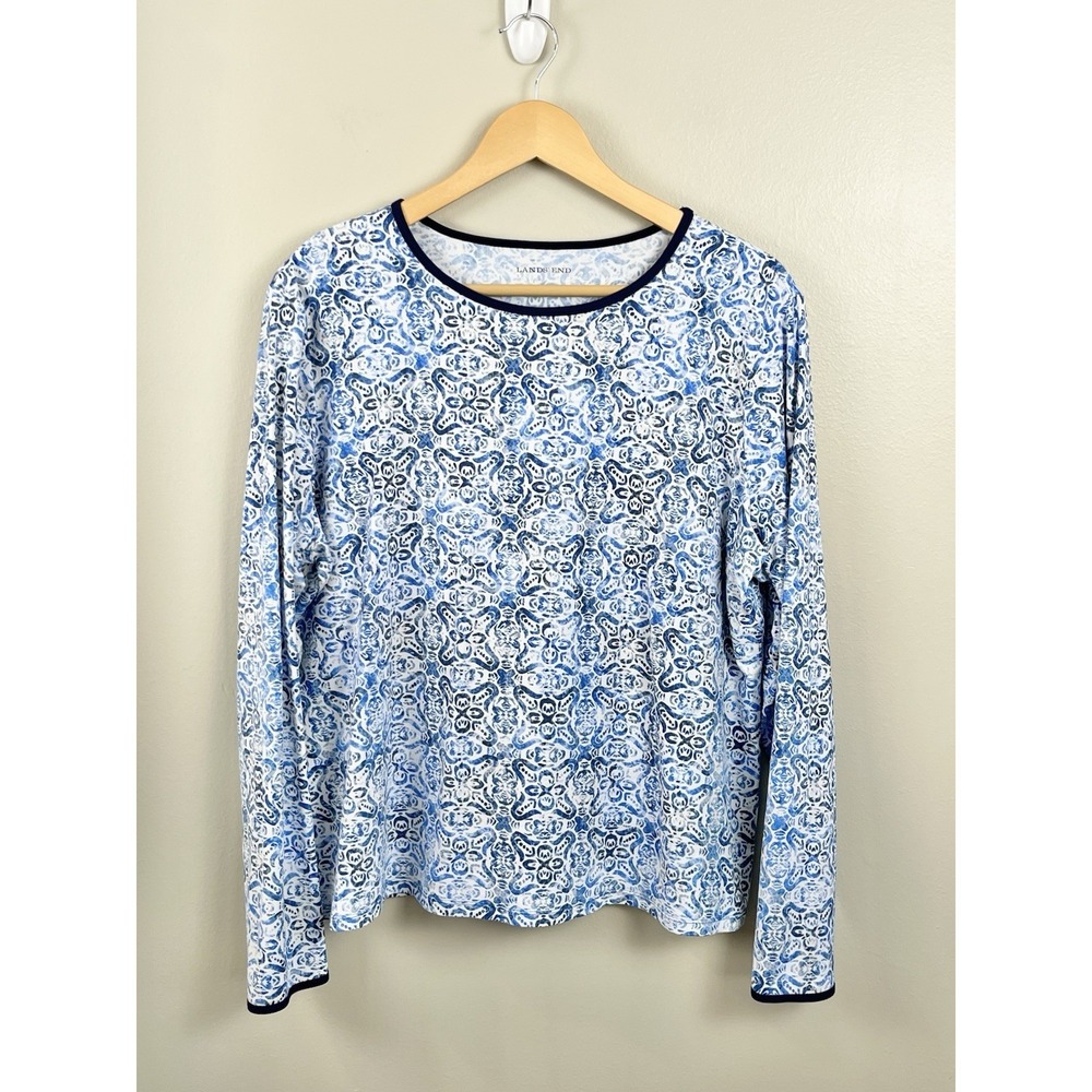 Land's End Women's Rashguard Long Sleeve Long‎ Sleeve Swim Beach Sz Lg?